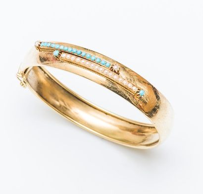 null Bracelet jonc plat ouvrant en or jaune 18 carats (750 millièmes) orné d’une...