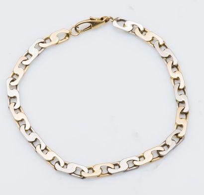 null Bracelet à maille gourmette stylisée en or jaune et en or gris 18 carats (750...