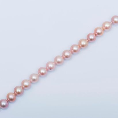 null Lot comprenant un collier chocker composé de perles de culture blanches et rosées...