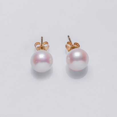 null Paire de boutons d'oreilles en or jaune 18 carats (750 millièmes) sertis d'une...