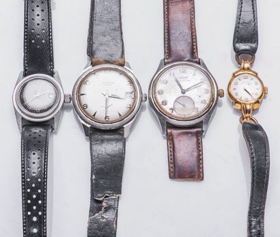 null Lot de quatre montres vintage, comprenant une montre MOBY-DYCK en acier, cadran...