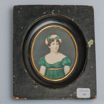 null GUERIN

Portrait de dame en vert

Miniature ovale sur parchemin signée et datée...