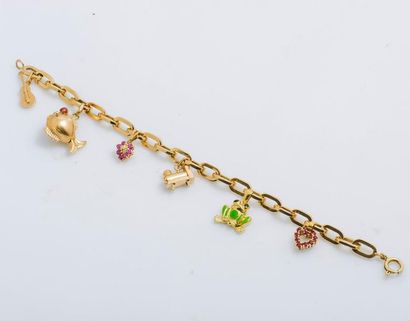 Bracelet charms en or jaune 18 carats (750...