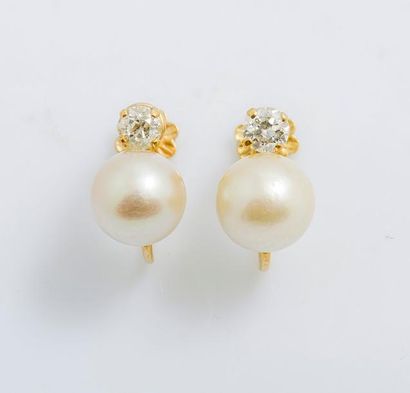 null Paire de boucles d’oreilles à vis en or jaune 18 carats (750 millièmes) sertie...