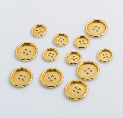 CARTIER Paris Ensemble de douze boutons en or jaune 18 carats (750 millièmes) lisse,...