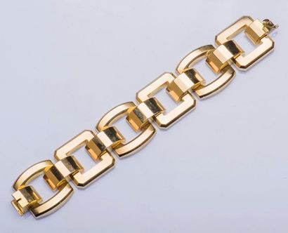 null Large bracelet articulé en or jaune 18 carats (750 millièmes) formé de larges...