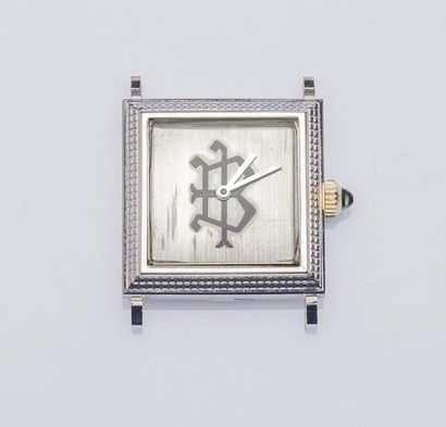 BOUCHERON et OMEGA Boîtier de montre en or gris 18 carats (750 millièmes) de forme...