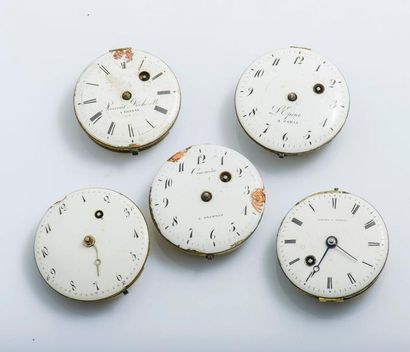 null Lot de cinq mouvements de montre à coq, vers 1780

- Mouvement LEPINE à Paris...