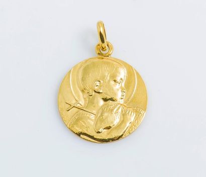 null Médaille en or jaune 18 carats (750 millièmes) représentant Saint Jean Baptiste....