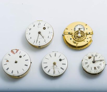 null Lot de cinq mouvements de montre à coq, vers 1780

- Mouvement Anonyme (manque...