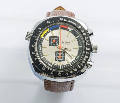 ELCRON (CHRONOGRAPHE / PILOTE), vers 1972 

Chronographe de pilote en acier à fond...