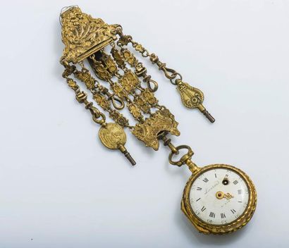 LIEUTAU à Aix vers 1780

Montre et sa châtelaine en métal doré ciselé et décoré de...