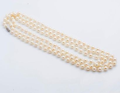 null Long sautoir de perles de culture blanches choker alternées de perles plus petites,...