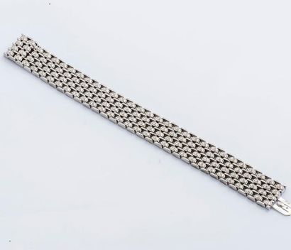 ADLER Bracelet ruban articulé en or gris 18 carats (750 millièmes) à maille grain...