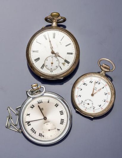 null Lot de trois montres de poche, vers 1910 et 1960

1. Montre de poche LIP en...