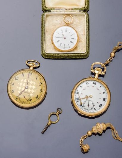 null Lot de trois montres de poche dont une LIP, vers 1870 et 1930

1. Montre de...
