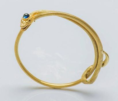 null Bracelet serpent coulissant en or jaune 18 carats (750 millièmes) à maille tissée,...