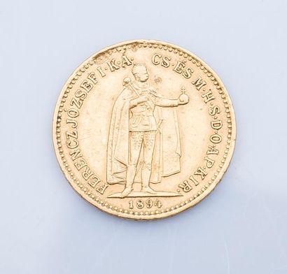 null Pièce de 10 couronnes hongroises de 1894 gravée FERENCZ JÓZSEF I.K.A.CS. ÉS...