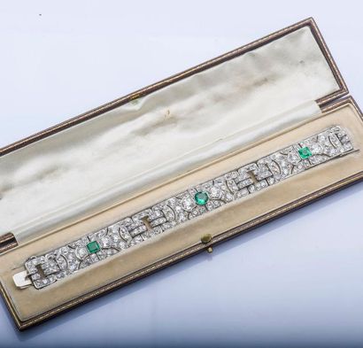 null Bracelet ruban articulé en platine (950 millièmes) et or gris 18 carats (750...