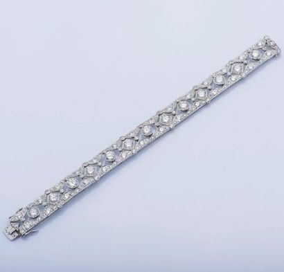 null Bracelet ruban articulé en or gris 18 carats (750 millièmes) et platine (950...