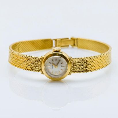 LONGINES Montre bracelet de dame en or jaune 18 carats (750 millièmes), boîtier rond...