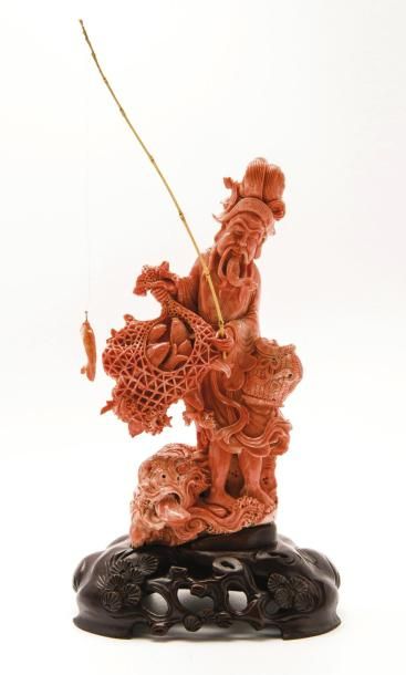 null Sculpture en corail sculpté (corallium spp. CITES annexe II B pré-convention)...