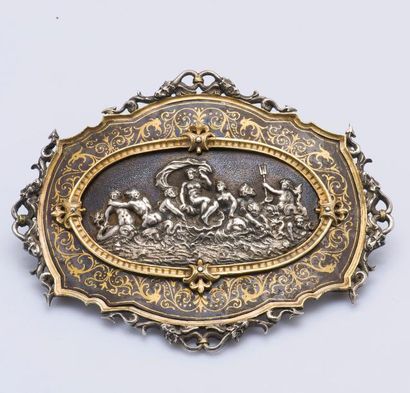 ANTONIO CORTELAZZO (Vicence, 1820 - 1903) Importante boucle de ceinture en argent...