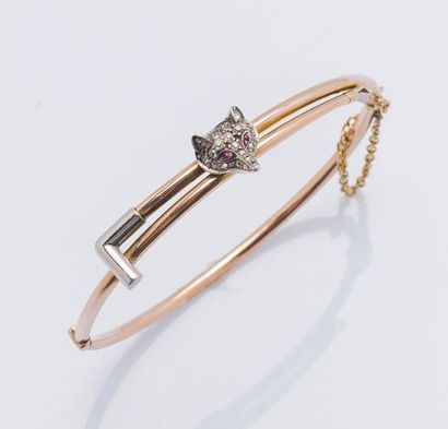 null Bracelet jonc ouvrant en or rose 14 carats (585 millièmes), 9 carats (375 millièmes),...