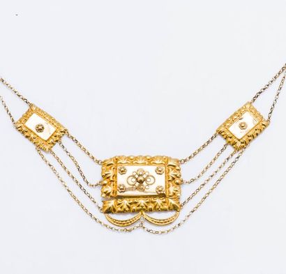 null Collier d’esclavage en or jaune 18 carats (750 millièmes) formé de chaînes à...