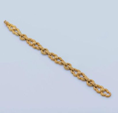 null Bracelet gourmette en or jaune 18 carats (750 millièmes) texturé alternant des...