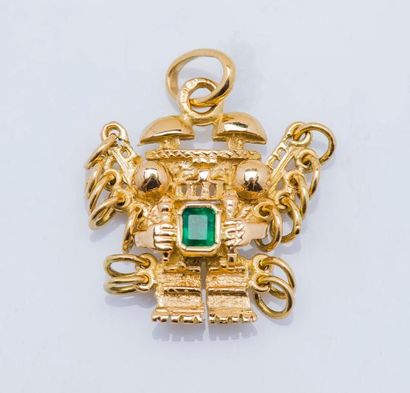 null Pendentif représentant un dieu précolombien stylisé en or jaune 18 carats (750...