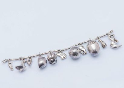 GEORG JENSEN Bracelet à breloques en argent (925 millièmes) formé d’une chaîne à...