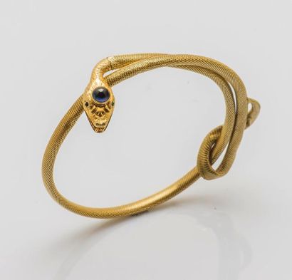 null Bracelet serpent coulissant en or jaune 18 carats (750 millièmes) à maille tissée,...