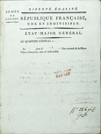 Jean-François-Auguste MOULIN (Caen 1752-1810). Général du Directoire, il s’opposa...
