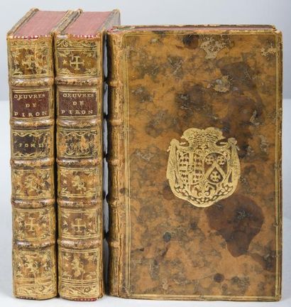 Alexis PIRON Œuvres.

Paris, Duchesne, 1758, 3 volumes in-12 reliés plein veau armoriés,...