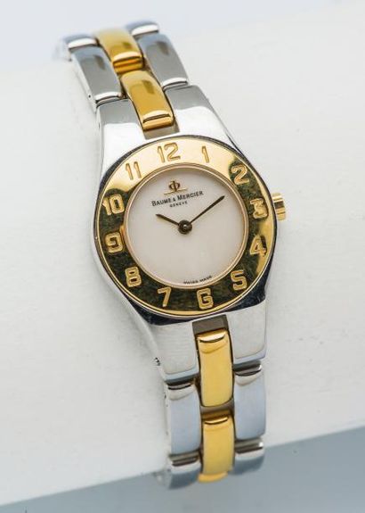 BAUME & MERCIER Montre de dame «linéa»en acier et acier plaquée or jaune, le boîtier...