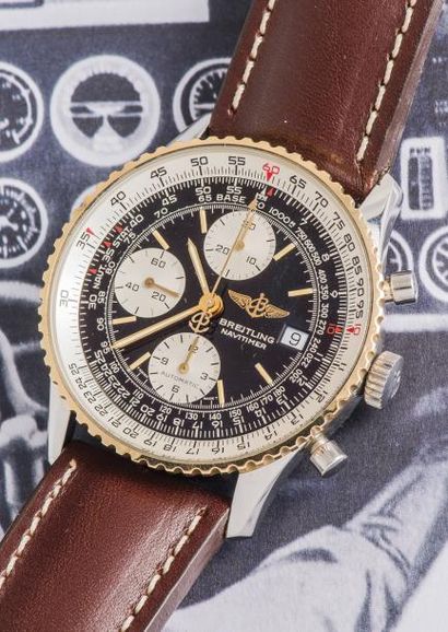 BREITLING BREITLING (Chronographe Old Navitimer II - Or & Acier / Panda réf. D13020),...