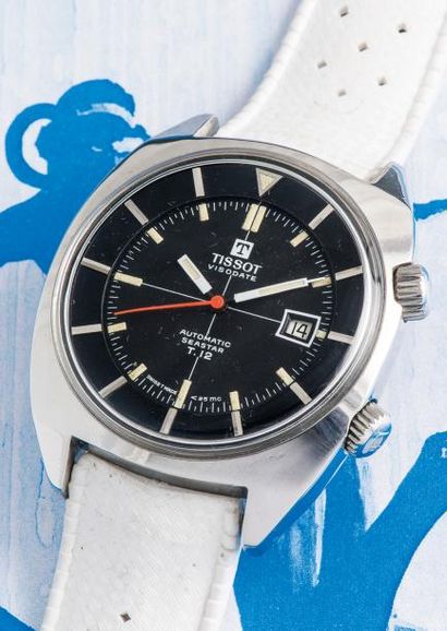 TISSOT TISSOT (Diver Visodate Automatic Seastar T-12 réf. 44518-3), vers 1968

Montre...