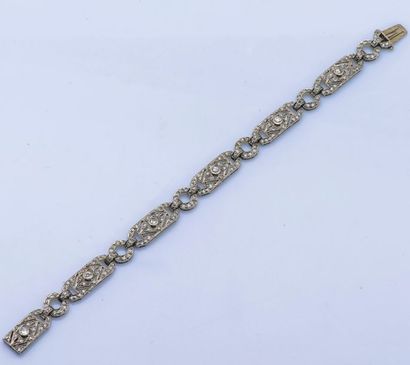 null Bracelet articulé en platine (950 millièmes) et or gris 18 carats (750 millièmes)...