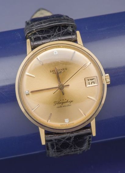 LONGINES vers 1960 Montre «Flagships» classique, le boîtier en or rose 18 carats...