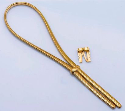 null Collier cravate tubogaz en or jaune 18 carats (750 millièmes), le lien amovible,...