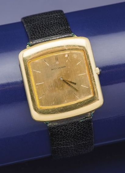 BOUCHERON Paris et ULYSSE NARDIN Montre en or jaune 18 carats (750 millièmes), boîtier...