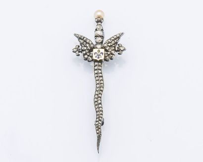 null Élément de broche en argent (925 millièmes) et or jaune 18 carats (750 millièmes)...