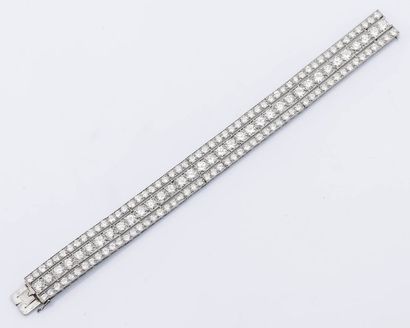 null Bracelet souple en platine (950 millièmes) et or gris 18 carats (750 millièmes)...