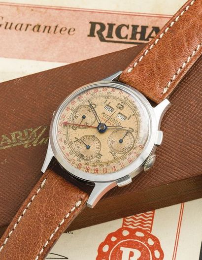 RICHARD RICHARD (Chronographe pilote Antimagnétique – Triple calendrier réf. 44),...