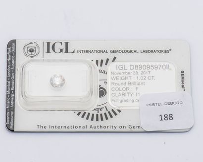 null Diamant de taille brillant pesant 1,02 carat sous scellé IGL.