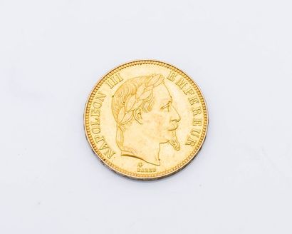 null Pièce de 100 francs or Napoléon III, sur l’avers tête laurée de Napoléon III,...