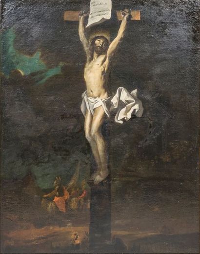 Attribué à Jean Tassel Langres, 1608 - 1667 La Crucifixion

Huile sur toile 

108...