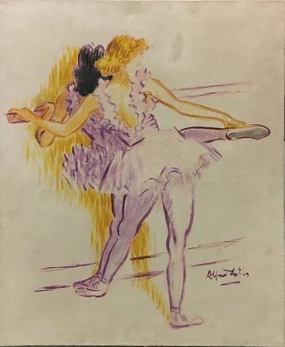 Alfred ROTH Danseuses à la barre

Huile sur toile signée en bas à droite

61 x 50...