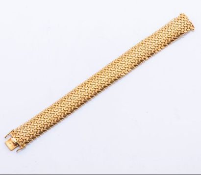 null Bracelet ruban souple en or jaune 18 carats (750 millièmes) à maille nattée...